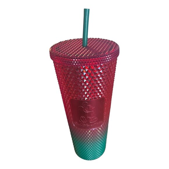 Starbucks Disney Christmas Cup Mickey Studded Tumbler 24 oz Venti Red Green - Picture 4 of 11